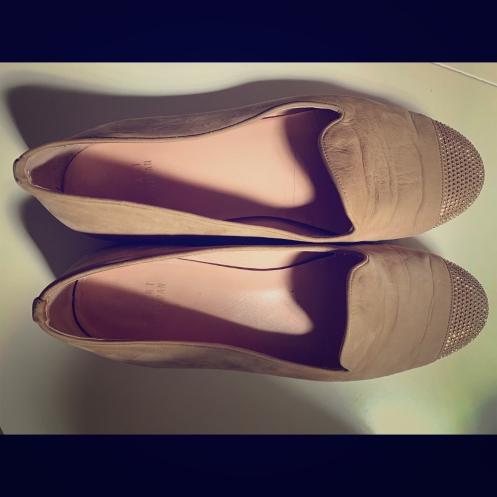 Stuart Weitzman rhinestone-toe suede loafers (8.5)